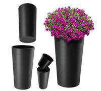 KADAX Macetero Alto de Plastico para Interior y Exterior, Maceta Grande y Decorativa para Plantas de Gran Tamaño y Árboles Pequeños (Negro, 25.5 cm)