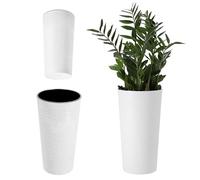 KADAX Macetero Alto de Plastico para Interior y Exterior, Maceta Grande y Decorativa para Plantas de Gran Tamaño y Árboles Pequeños (Blanco,19.5 cm)