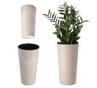 KADAX Macetero Alto de Plastico para Interior y Exterior, Maceta Grande y Decorativa para Plantas de Gran Tamaño y Árboles Pequeños (Crema, 25.5 cm)