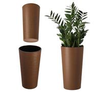 KADAX Macetero Alto de Plastico para Interior y Exterior, Maceta Grande y Decorativa para Plantas de Gran Tamaño y Árboles Pequeños (Marrón, 19.5 cm)