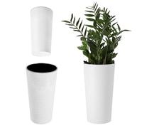 KADAX Macetero Alto de Plastico para Interior y Exterior, Maceta Grande y Decorativa para Plantas de Gran Tamaño y Árboles Pequeños (Blanco, 30 cm)