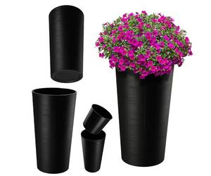 KADAX Macetero Alto de Plastico para Interior y Exterior, Maceta Grande y Decorativa para Plantas de Gran Tamaño y Árboles Pequeños (Negro, 30 cm)