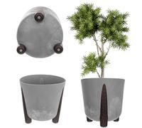 KADAX Macetero con inserto interior, maceta de plástico, maceta redonda, macetero decorativo para interiores y exteriores (gris, 30 cm)
