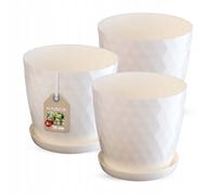 KADAX Macetero con platillo, macetero para flores, redondo, 16 cm, crema,...