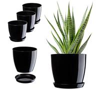 KADAX Macetero con plato, maceta de plástico, maceta redonda para interiores, maceta para flores y plantas de interior, maceta para hierbas (juego de 3 - 20 cm, negro)