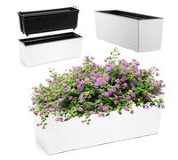 KADAX Macetero de 18,5 x 56 cm, color blanco, con inserto, rectangular, resistente a la intemperie, para balcón y exterior