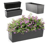 KADAX Macetero de 18,5 x 56 cm, diseño de grafito, con inserción, resistente a la intemperie, rectangular, para balcón y exterior