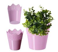 KADAX Macetero de encaje de plástico, 9 colores, maceta de encaje con protección para macetas de oficina, maceta, jardín, maceta, maceta, maceta, maceta (14,5 cm, baja, rosa)