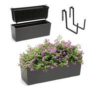 Kadax Jardinera de plástico 18,5 x 56 cm con soportes – Grafito