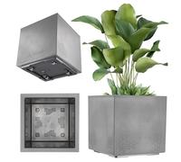 KADAX Macetero de plástico, 39 x 39 cm, 7 colores, maceta cuadrada con ruedas, maceta con tapón de drenaje (antracita, aspecto de hormigón)