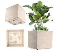 KADAX Macetero de plástico, 39 x 39 cm, 7 colores, maceta cuadrada con ruedas, maceta con tapón de drenaje (lama, aspecto de madera)