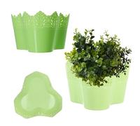 KADAX Macetero de plástico de encaje de 11 colores, maceta con diseño de encaje, protector de maceta para oficina, maceta, jardín, maceta, maceta (triple, verde)