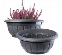 KADAX Macetero de plástico para flores, 34 cm, grafito, 2 unidades