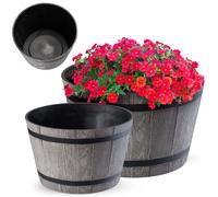 KADAX Macetero de plástico redondo macetero 30 cm gris oscuro