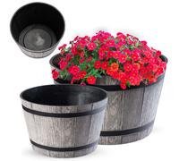 KADAX Macetero de plástico redondo macetero 40 cm gris claro
