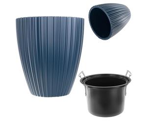 KADAX Macetero decorativo con interior redondo, de plástico, para interior y exterior, color azul, 30 cm