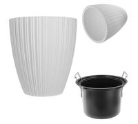 KADAX Macetero decorativo con interior redondo, de plástico, para interior y exterior, color blanco, 30 cm