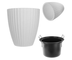 KADAX Macetero decorativo con interior redondo, de plástico, para interior y exterior, color blanco, 30 cm