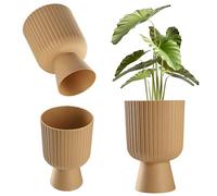 KADAX Macetero en forma de cáliz, maceta de plástico en 2 tamaños, maceta en 5 colores para balcón, terraza, alféizar de ventana, cuenco de trofeo, maceta (14 cm, marrón)