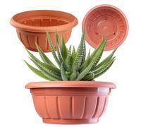 KADAX Macetero Redondo de plástico, Resistente a la Intemperie para Exteriores, Flores, Plantas, jardín, balcón, decoración, Maceta a Prueba de heladas 34 cm, Terracota