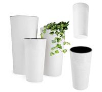 KADAX Maceteros Altos para Interior y Exterior, Macetas Grandes y Decorativas para Plantas de Gran Tamaño y Árboles Pequeños (Blanco, Juego de 3)