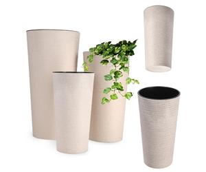 KADAX Maceteros Altos para Interior y Exterior, Macetas Grandes y Decorativas para Plantas de Gran Tamaño y Árboles Pequeños (Crema, Juego de 3)