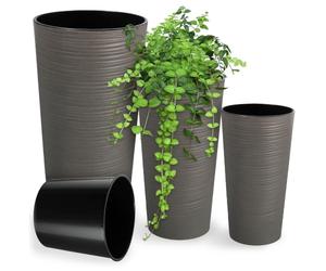 KADAX Maceteros Altos para Interior y Exterior, Macetas Grandes y Decorativas para Plantas de Gran Tamaño y Árboles Pequeños (Gris, Juego de 3)