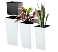 KADAX Maceteros Altos para Plantas de Interior y Exterior, Macetas de Plástico, Jardineras Altas (Liso, Blanco, 46.5 cm, 57.5 cm y 68 cm)