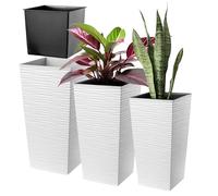 KADAX Maceta de Maceta de plástico, Maceta Resistente a la Intemperie, Maceta Resistente a la Intemperie para Interior y Exterior (Blanco Juego de 3 Unidades, Talla XL)