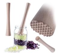 KADAX Machacador de hierbas de madera, 24 x 4 cm, para fermentar chucrut y kimchi, machacador de madera, machacador de chucrut, apisonador manual