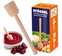 KADAX Machacador de hierbas de madera, 31,5 x 6 cm, para fermentar chucrut, triturador de patatas, machacador de madera, apisonador de mano, apisonador de madera