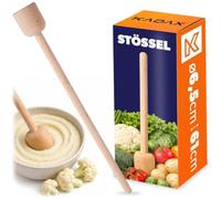 KADAX Machacador de hierbas de madera, 61 x 6,5 cm, para fermentar chucrut, triturador de patatas, machacador de madera, apisonador de mano, apisonador de madera
