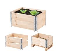 KADAX Marco de madera para palés, apilable, marco de accesorio para jardín, marco de bancal, jardinera, jardinera, bancal de verduras, bancal de hierbas (juego de 2 unidades de 80 x 60 x 22,5 cm)