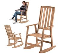 KADAX Mecedora con reposabrazos, mecedora de madera, mecedora de jardín, silla de madera, columpio de jardín, silla de relax, silla de jardín (oscuro)