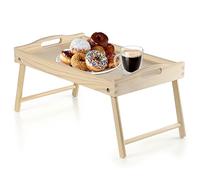 KADAX Mesa de cama, bandeja de desayuno de madera de pino, 19 x 30 x 50 cm, bandeja plegable, bandeja de comida para desayuno en la cama, mesa auxiliar (natural)
