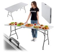 KADAX Mesa plegable de jardín de 180 x 74 x 73 cm, resistente a la intemperie, mesa plegable para jardín, terraza y balcón, mesa de buffet, mesa de camping (blanco)