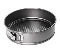 KADAX Molde de bisagras, molde redondo de acero con revestimiento antiadherente, fondo plano, botón pulsador, anillo, molde para tartas, pasteles, impermeable, molde para tartas, plata (diámetro 20