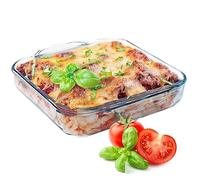 KADAX Molde de cristal transparente, resistente para tartas reales, con fondo grueso, apto para cocinas eléctricas y de gas, molde para pizza (cuadrado 30 x 25 cm)