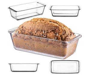 KADAX - Molde de pastel de cristal transparente para tartas (5 unidades, resistente y fondo grueso), apto para cocinas eléctricas y de gas, 28 cm de largo