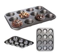 KADAX Molde para 12 Muffins, Bandeja para hornear Muffins, Cupcakes, Molde de Acero con Recubrimiento Antiadherente, 35 x 26,5cm, rectangular Molde de Horno
