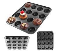 KADAX Molde para magdalenas de 40 x 34 x 4 cm, acero para 16 magdalenas, grandes curvas, distribución óptima del calor, no inflamable, bandeja para hornear dulces