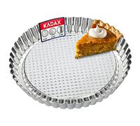 KADAX Molde para tarta, molde para tartaletas de chapa galvanizada y antiadherente, forma de quiche en 3 tamaños, molde redondo para tartas de frutas, forma redonda de fruta (diámetro 22 cm, plata)