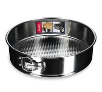 KADAX Molde para tartas, diámetro de 21,5 cm-30 cm, molde desmontable de chapa galvanizada y antiadherente, molde redondo para hornear con base plana, a prueba de fugas (diámetro 26 cm, plata)