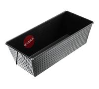 KADAX - Molde rectangular de hoja antiadherente, ideal para brioche, brownie, pastel de frutas confitadas, pan de carne y terrina (25,5 x 12 cm), color negro