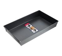 KADAX Molde rectangular para hornear en 3 tamaños, bordes altos de chapa para tartas, pan tostado, tarta de queso, brownie, fácil de limpiar, molde de caja de distribución (40 x 25,5 cm, negro)