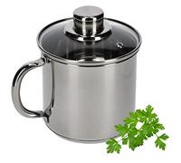 KADAX Olla de acero inoxidable con tapa de cristal, 1,2 L, inducción con asa, olla para leche, tapa con orificio de vapor, olla universal para todo tipo de fuegos