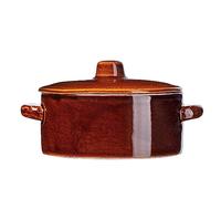 KADAX Olla de Gres Con Asas Laterales y Tapa - Cerámica Apta Para Lavavajillas, Fermentación, Hecha a Mano - Para Guardar Pepinos (1 L Baja)