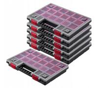 KADAX Organizador, caja de herramientas de plástico, con tapa transparente, para piezas pequeñas en diferentes tamaños, caja surtida (34 x 25 cm/6 unidades)