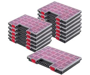 KADAX Organizador, caja de herramientas de plástico, con tapa transparente, para piezas pequeñas en diferentes tamaños, caja surtida (40 x 30 cm/12 unidades)