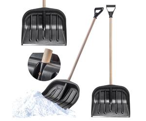 KADAX Pala de nieve de plástico, pala con mango ergonómico en D, anchura de la hoja: 45 cm, pala de nieve con mango de madera, escoba de nieve, quitanieves (negro)